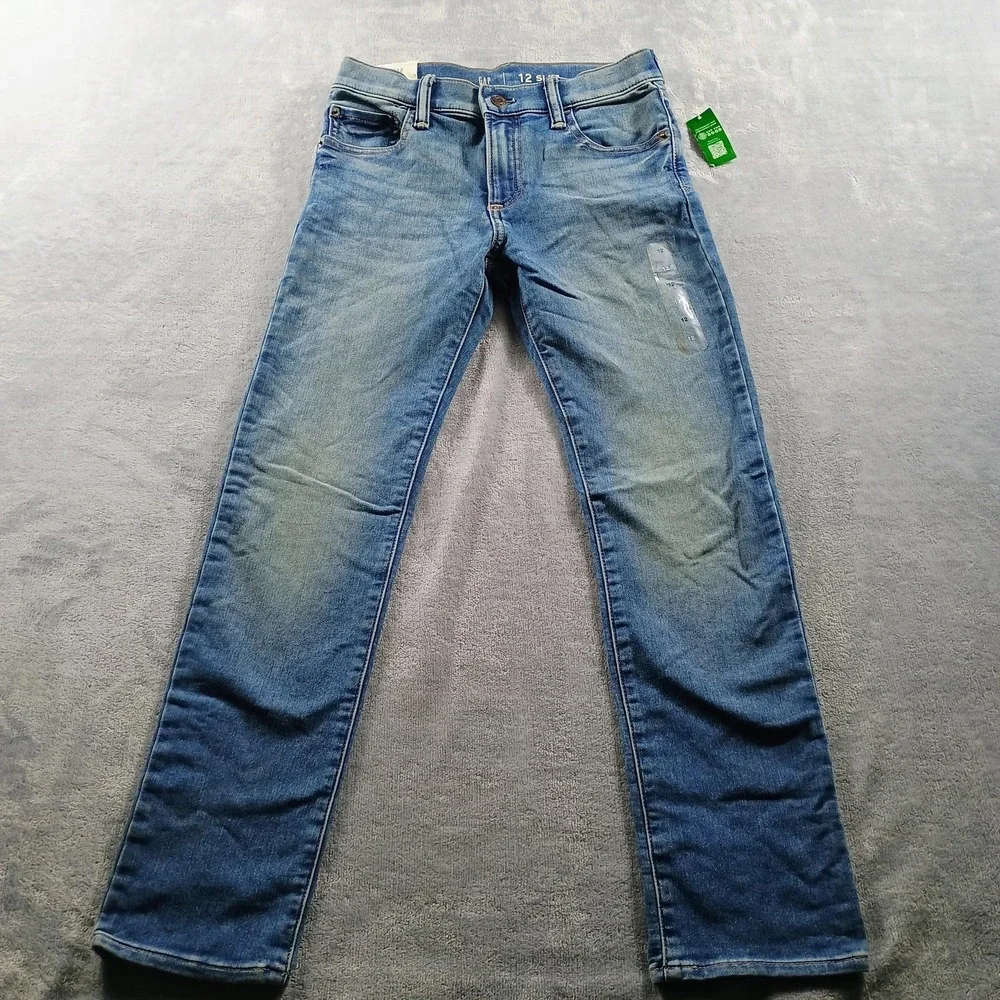 Gap Jeans Kids 12 Slim‎ Blue Skinny Washwell Zip Fly 5 Pocket Denim Casual